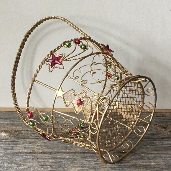 Christmas basket with handle classic gift Xmas - Picture 5 of 5